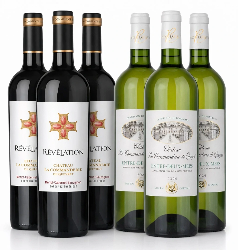 Set Bordeaux vín z La Commanderie de Queyret, 6x 0.75l