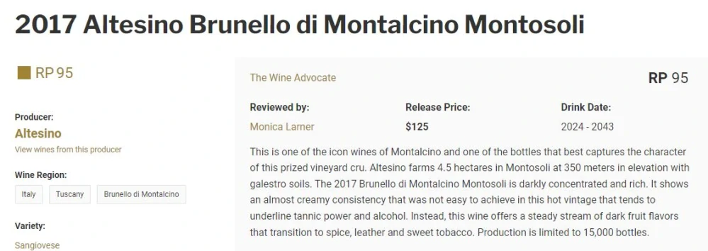 Brunello di Montalcino Montosoli DOCG 2017 - Altesino, 0.75l