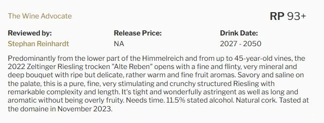 Riesling Trocken Zeltinger "Alte Reben" 2022 - Selbach Oster, 0,75l 